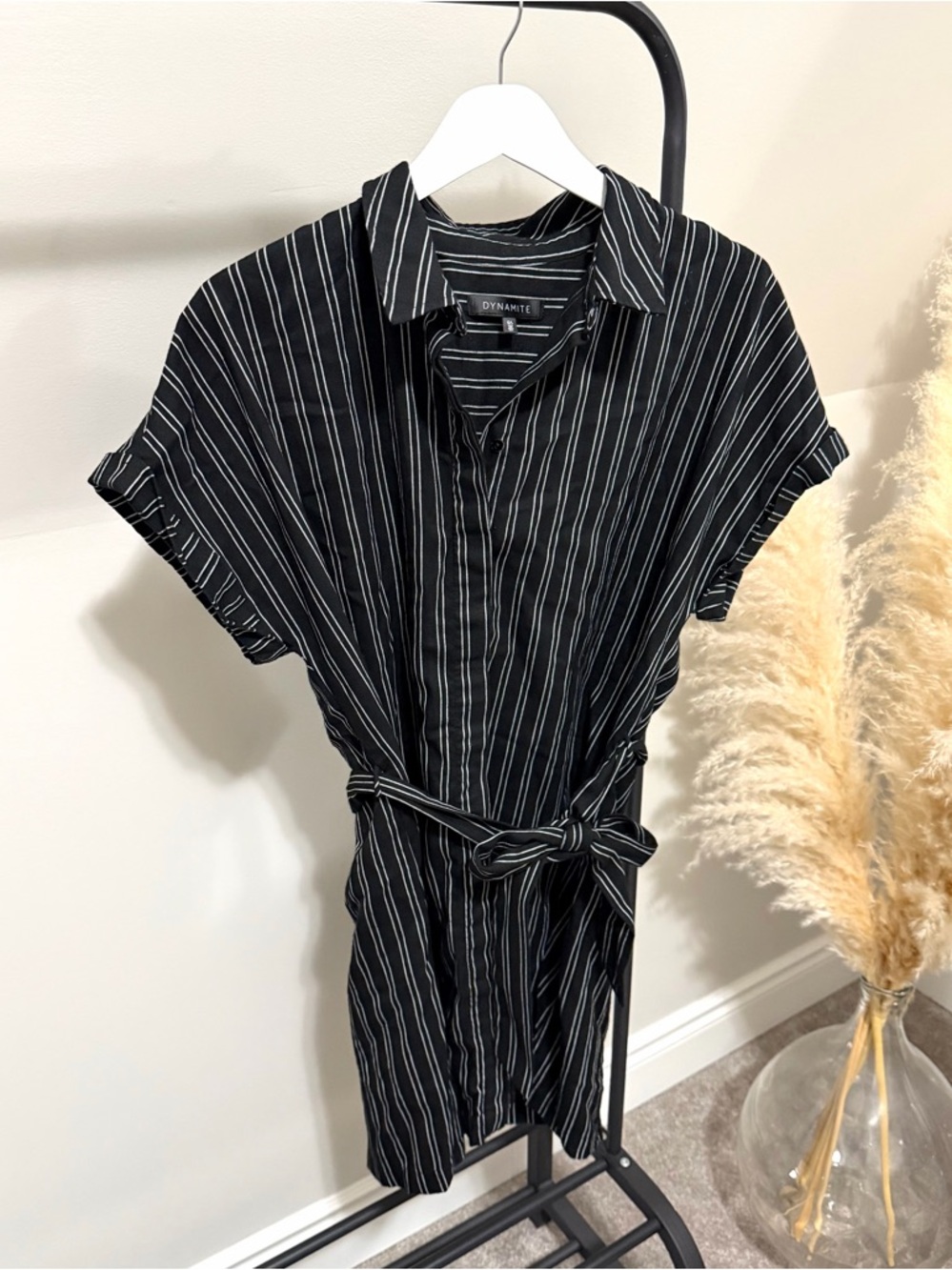 Dynamite Striped Button-Up Shirt Dress / Tunic 🤍🖤 | Size Large